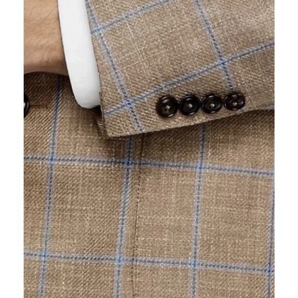 Peter Millar Desert Sand Mason Windowpane Plaid Sport Coat MS24XJ03 NWT 42L - Picture 3 of 6